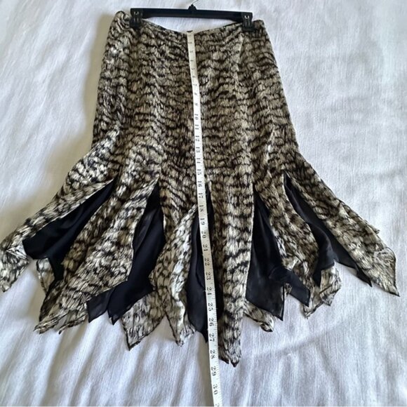 Dana Buchman Womens Silk Animal Print Handkerchief Midi Skirt Sz 10P Whimsigoth - Picture 6 of 13